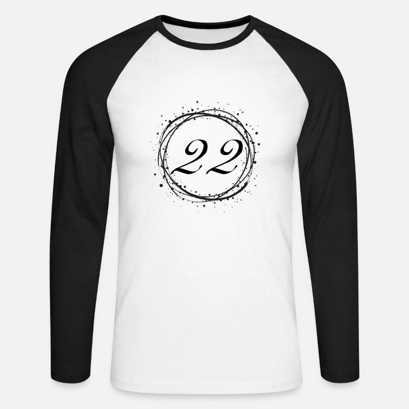 22 - Unisex Baseballshirt langarm - Weiß/Schwarz