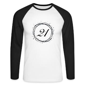 21 - Unisex Long Sleeve Baseball T-Shirt - white/black - Front - Nik (191cm)