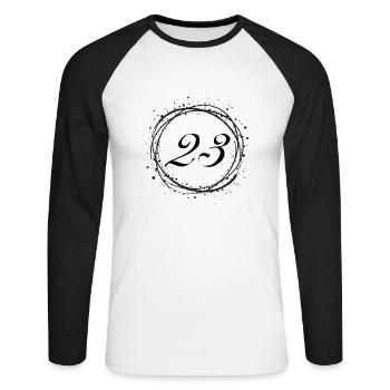 23 - Unisex Long Sleeve Baseball T-Shirt - white/black - Front - Nik (191cm)