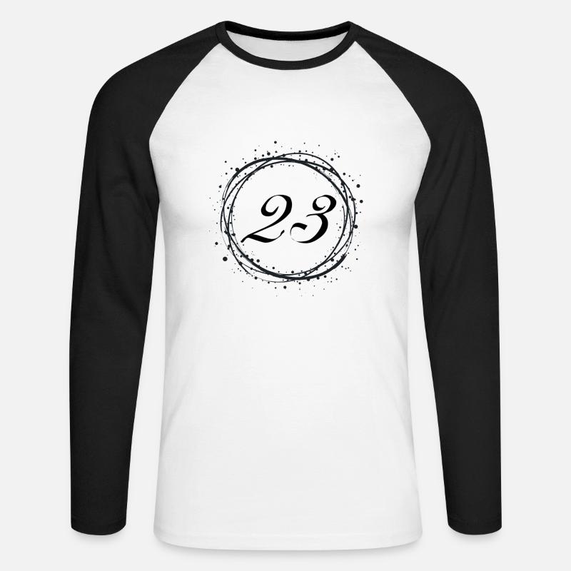 23 - Unisex Baseballshirt langarm - Weiß/Schwarz