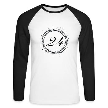 24 - Unisex Baseballshirt langarm - Weiß/Schwarz - Vorne - Nik (191cm)