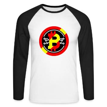 Bitcoin Trading Crypto Stocks - T-shirt baseball manches longues Homme - blanc/noir - Devant - Nik (191cm)