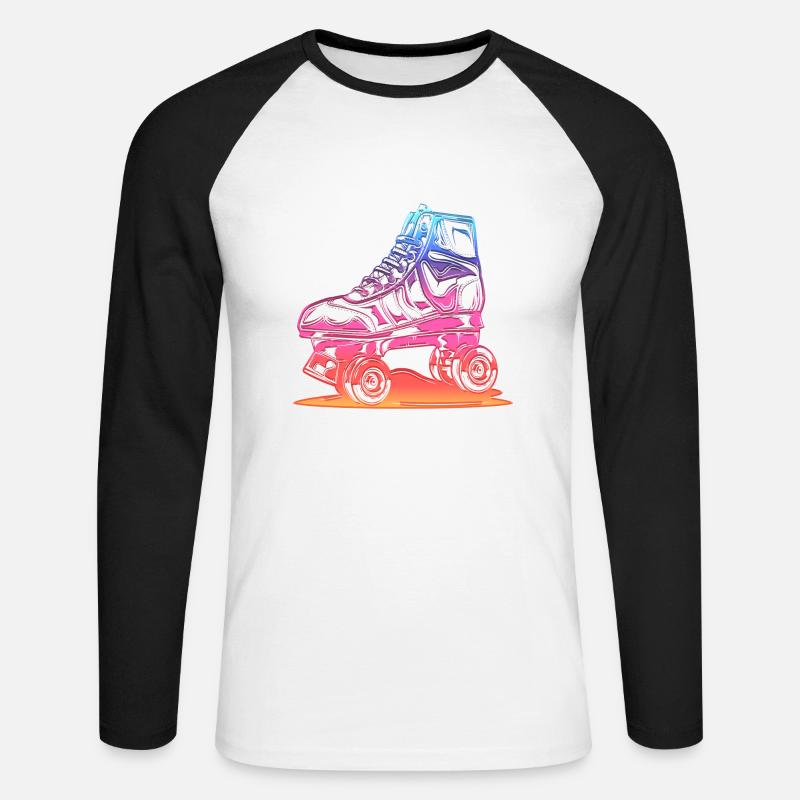 Rollerblades Rollerblade Skates Rollschuhe Retro - Unisex Baseballshirt langarm - Weiß/Schwarz