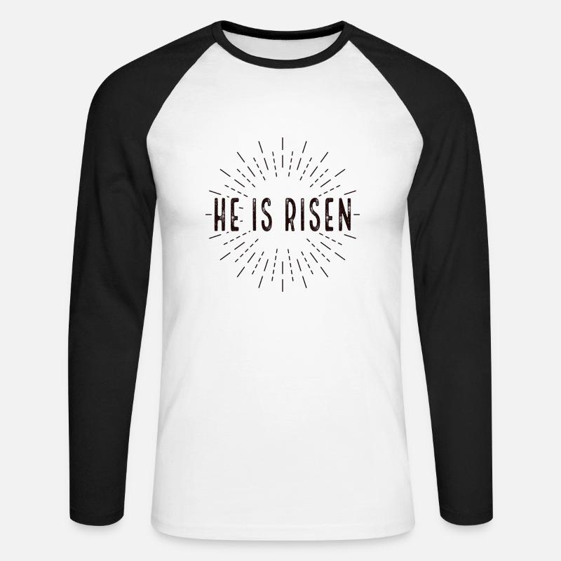 He is Risen - Unisex Baseballshirt langarm - Weiß/Schwarz