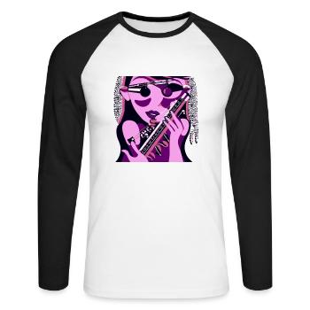 Fille de la musique - T-shirt baseball manches longues Homme - blanc/noir - Devant - Nik (191cm)