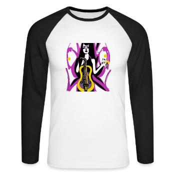 Fille de la musique - T-shirt baseball manches longues Homme - blanc/noir - Devant - Nik (191cm)
