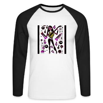 Fille de la musique - T-shirt baseball manches longues Homme - blanc/noir - Devant - Nik (191cm)
