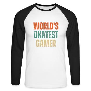 Der okayste Gamer der Welt Lustiger Gaming-Gamer Zitat - Unisex Baseballshirt langarm - Weiß/Schwarz - Vorne - Nik (191cm)
