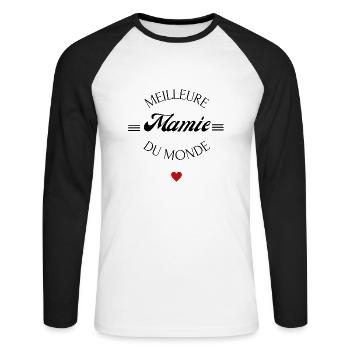 meilleure mamie du monde - T-shirt baseball manches longues Homme - blanc/noir - Devant - Nik (191cm)