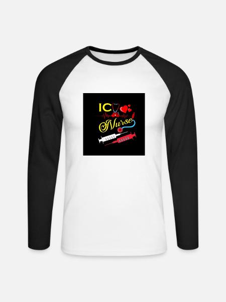 Conception de l’injection infirmière - T-shirt baseball manches longues Homme - blanc/noir