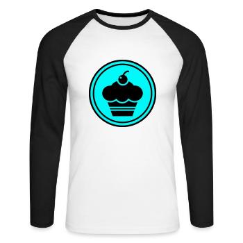 Cercle de silhouette de petit gâteau - T-shirt baseball manches longues Homme - blanc/noir - Devant - Nik (191cm)