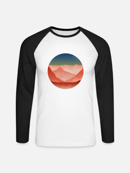 Blick auf die Berge - Unisex Baseballshirt langarm - Weiß/Schwarz