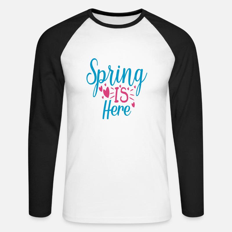 Spring is here - Unisex Baseballshirt langarm - Weiß/Schwarz
