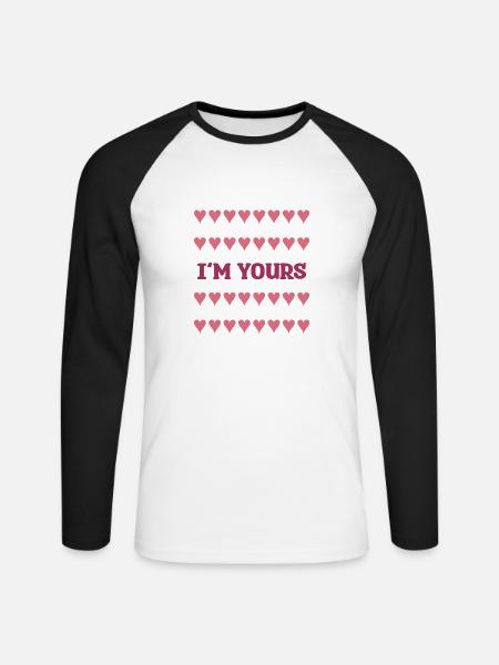 I‘M YOURS HEARTS - Unisex Baseballshirt langarm - Weiß/Schwarz