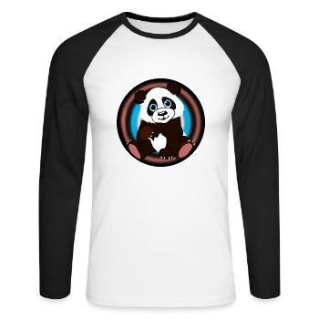Panda von Kaeyras Designer World! - Unisex Baseballshirt langarm - Weiß/Schwarz - Vorne - Nik (191cm)
