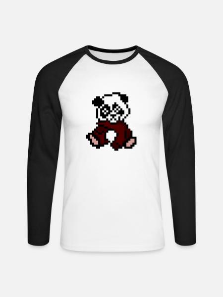 Natur Panda - Unisex Baseballshirt langarm - Weiß/Schwarz