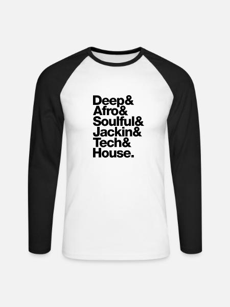 Deep Afro Soulful Jackin Tech House - Unisex Baseballshirt langarm - Weiß/Schwarz