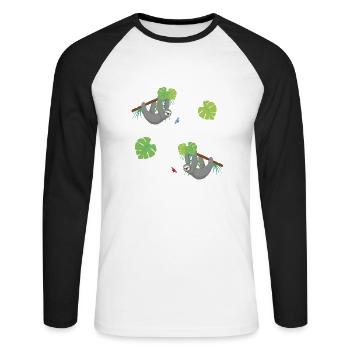 Faultiere - Unisex Baseballshirt langarm - Weiß/Schwarz - Vorne - Nik (191cm)