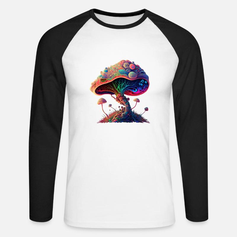 Bunter Pilz - Unisex Baseballshirt langarm - Weiß/Schwarz