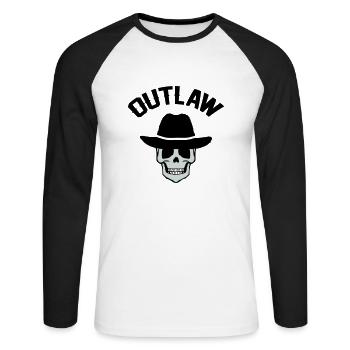 Cowboy Skull Outlaw - Unisex Long Sleeve Baseball T-Shirt - white/black - Front - Nik (191cm)