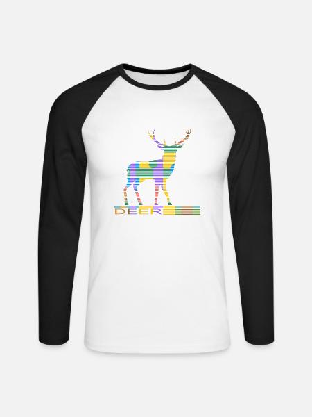 Hirsch - Unisex Baseballshirt langarm - Weiß/Schwarz