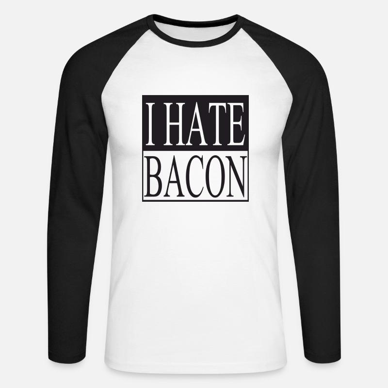 I hate Bacon - Unisex Baseballshirt langarm - Weiß/Schwarz