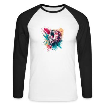 Lion - T-shirt baseball manches longues Homme - blanc/noir - Devant - Nik (191cm)