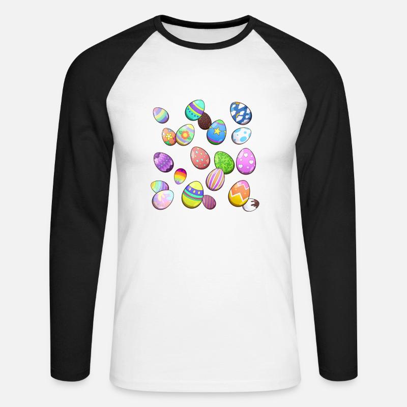 Easter Eggs Muster - Unisex Baseballshirt langarm - Weiß/Schwarz