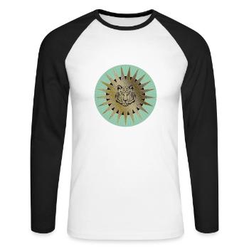 TigerSun Logo - Unisex Baseballshirt langarm - Weiß/Schwarz - Vorne - Nik (191cm)