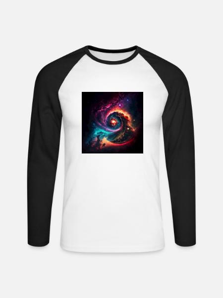Kosmisches Universum n°3 - Unisex Baseballshirt langarm - Weiß/Schwarz
