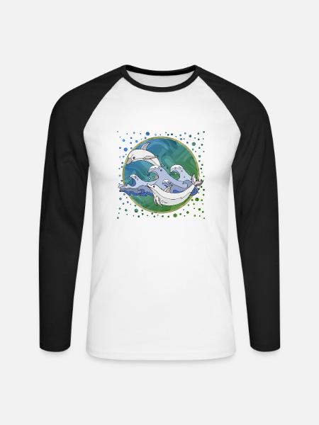 Delphine - Unisex Baseballshirt langarm - Weiß/Schwarz