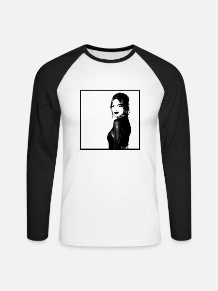 Porträt einer Frau 41 - Unisex Baseballshirt langarm - Weiß/Schwarz