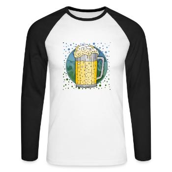Becher - Unisex Baseballshirt langarm - Weiß/Schwarz - Vorne - Nik (191cm)