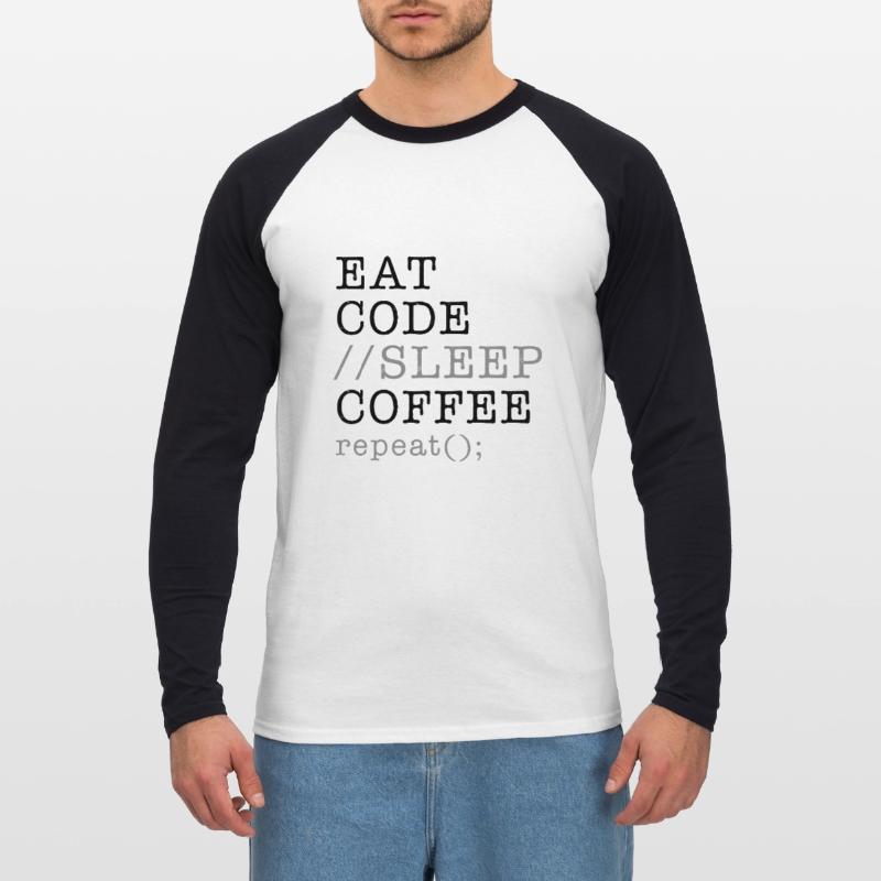 Informatique Python Programmeur Manger Code Sommeil T-shirt baseball manches longues Homme