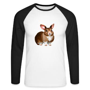 Pour Pâques, un motif de lapin doux - T-shirt baseball manches longues Homme - blanc/noir - Devant - Nik (191cm)