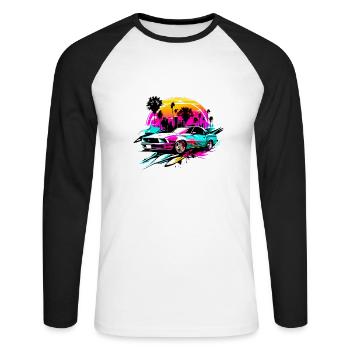 Miami Car 3 - Unisex Long Sleeve Baseball T-Shirt - white/black - Front - Nik (191cm)
