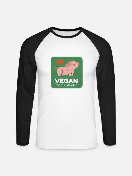 Vegan for animals - Unisex Long Sleeve Baseball T-Shirt - white/black