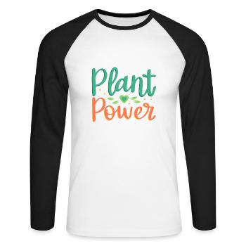 Power of plants - Unisex Long Sleeve Baseball T-Shirt - white/black - Front - Nik (191cm)