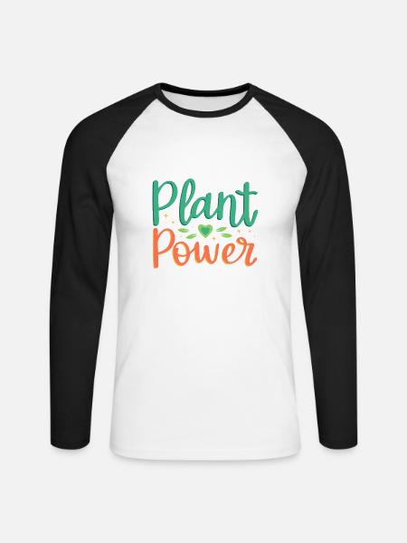 Power of plants - Unisex Long Sleeve Baseball T-Shirt - white/black