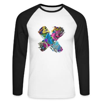 Graffiti-Stil Splash Hip Hop Farben Maler Farbe - Unisex Baseballshirt langarm - Weiß/Schwarz - Vorne - Nik (191cm)
