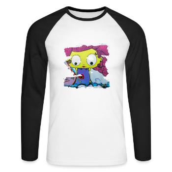 Graffiti-Stil Splash Hip Hop Farben Maler Farbe - Unisex Baseballshirt langarm - Weiß/Schwarz - Vorne - Nik (191cm)