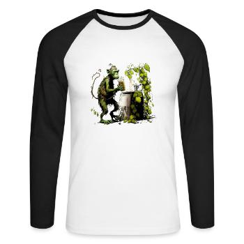 Cool hobby brewer, the funny chimpanzee - Unisex Long Sleeve Baseball T-Shirt - white/black - Front - Nik (191cm)