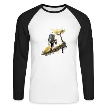 Beer hike in the mountains - Unisex Long Sleeve Baseball T-Shirt - white/black - Front - Nik (191cm)