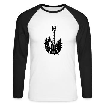 Gitarrist Gitarre Zupfinstrument Musikinstrument - Unisex Baseballshirt langarm - Weiß/Schwarz - Vorne - Nik (191cm)