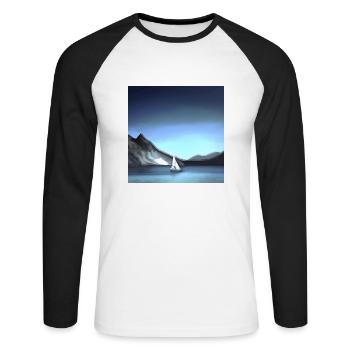 Ship sailing on a small lake - Unisex Long Sleeve Baseball T-Shirt - white/black - Front - Nik (191cm)