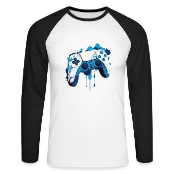 Gamer/in - Unisex Baseballshirt langarm - Weiß/Schwarz - Vorne - Nik (191cm)