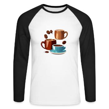Coffee Coffee Cup Caffeine Gift Coffee Bean - Unisex Long Sleeve Baseball T-Shirt - white/black - Front - Nik (191cm)