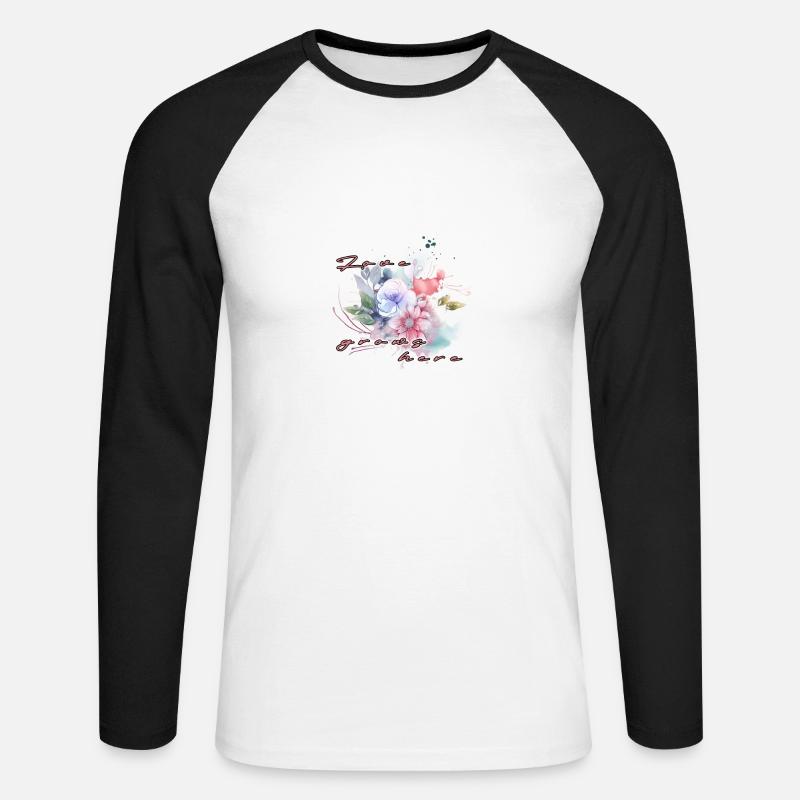 Love grows here - Unisex Baseballshirt langarm - Weiß/Schwarz