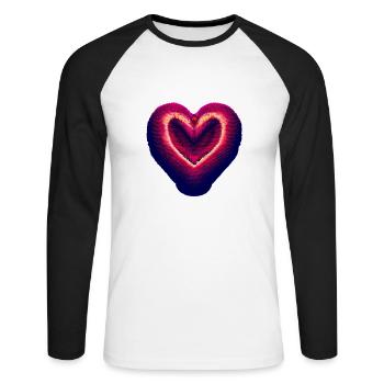 Saint-Valentin Fête des mères Mariage Amoureuse Fiançailles - T-shirt baseball manches longues Homme - blanc/noir - Devant - Nik (191cm)