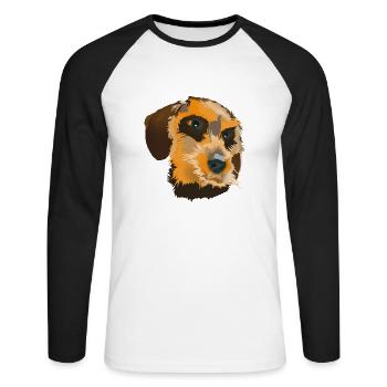 Dackel - Unisex Baseballshirt langarm - Weiß/Schwarz - Vorne - Nik (191cm)